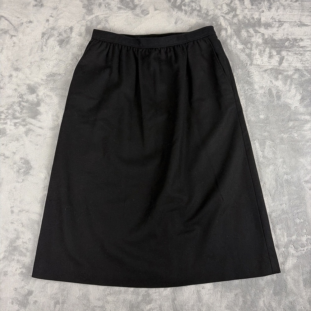 VTG Evan Picone Woman Union Made Black Midi A Line Skirt Wool Career Size 16